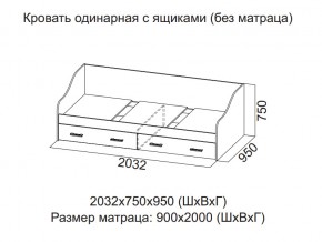 Кровать одинарная с ящиками (Без матраца 0,9*2,0) в Лесном - lesnoj.магазин96.com | фото